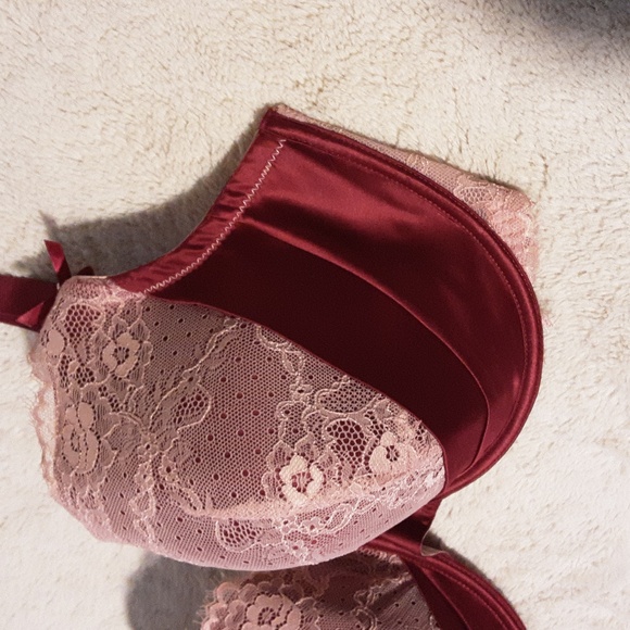 ADORE ME Size FI Elegant Pink and Red Lace Bra - Picture 2 of 8
